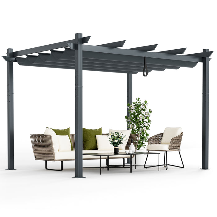 2.9 x 3.6 m Outdoor Retractable Pergola with Canopy Cover-