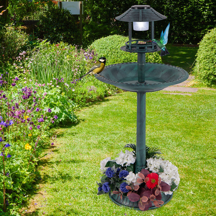 Solar-Powered Outdoor Bird Bath - Lighted Bath with Decorative Flower Planter Base - Ideal Backyard Addition for Bird Watchers and Garden Enthusiasts