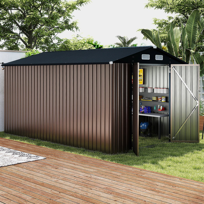 Outdoor Storage Shed Large Utility Tool House with Top Sloping Design-
