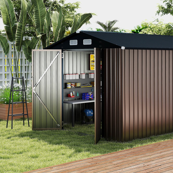 Outdoor Storage Shed Large Utility Tool House with Top Sloping Design-