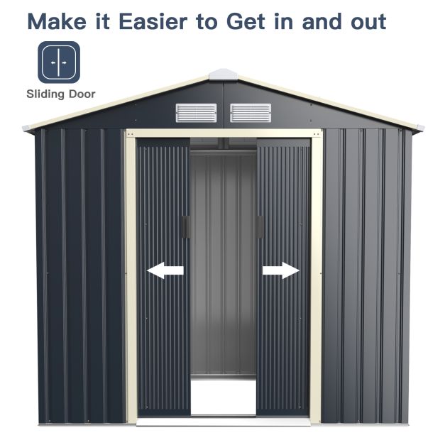 Outdoor Storage Shed Size 1 - Double Sliding Door and 4 Vents - Perfect for Storing Garden Tools and Equipment