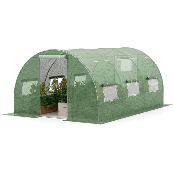 400 x 300 x 200 cm Outdoor Walk-in Tunnel Greenhouse 8 Roll-up Windows-