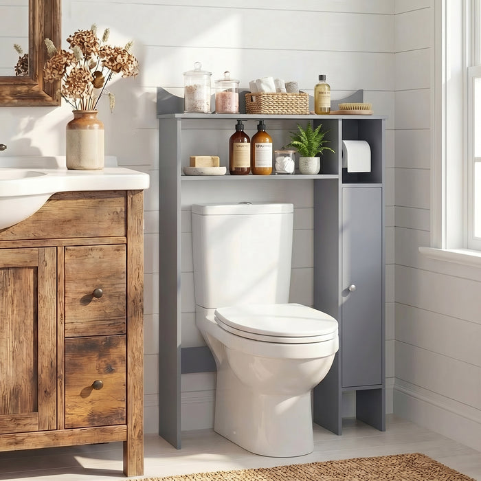 Over Toilet Storage Cabinet with Paper Holder and Removable Shelves for Bathroom-