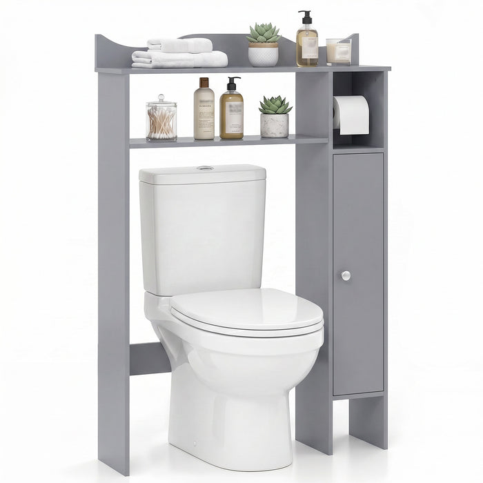 Over Toilet Storage Cabinet with Paper Holder and Removable Shelves for Bathroom-