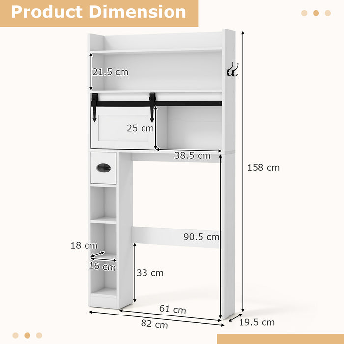 Over The Toilet Storage Cabinet Farmhouse Bathroom Organizer Toilet Rack-