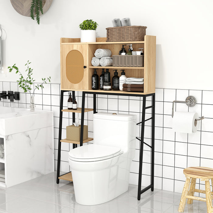 Over The Toilet Storage Cabinet with Sturdy Metal Frame and Adjustable Shelf-Natural