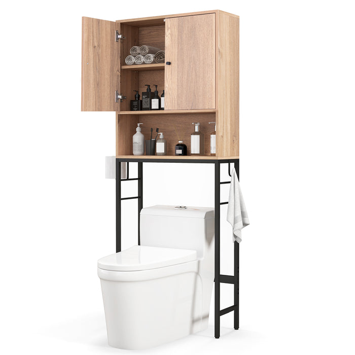 Over The Toilet Storage Cabinet with 2 Doors and Adjustable Shelf-White
