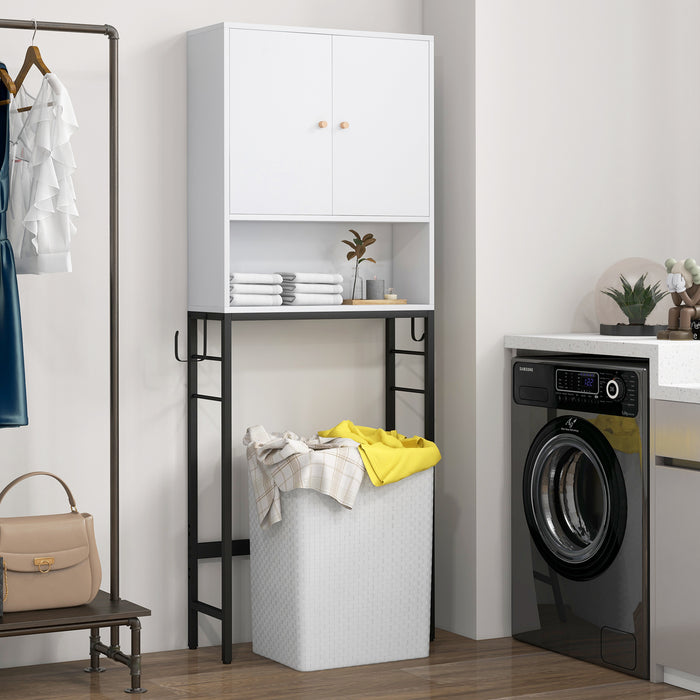 Over The Toilet Storage Cabinet with 2 Doors and Adjustable Shelf-White