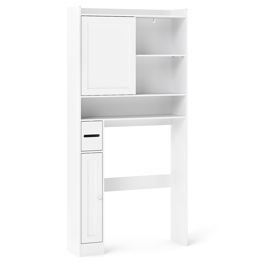 Over-the-Toilet Storage Cabinet Standing Toilet Rack with Sliding Door-