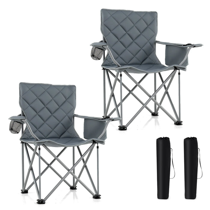 Oversized Camping Chair with Cooler Pouch and Cup Holder Set of 2-