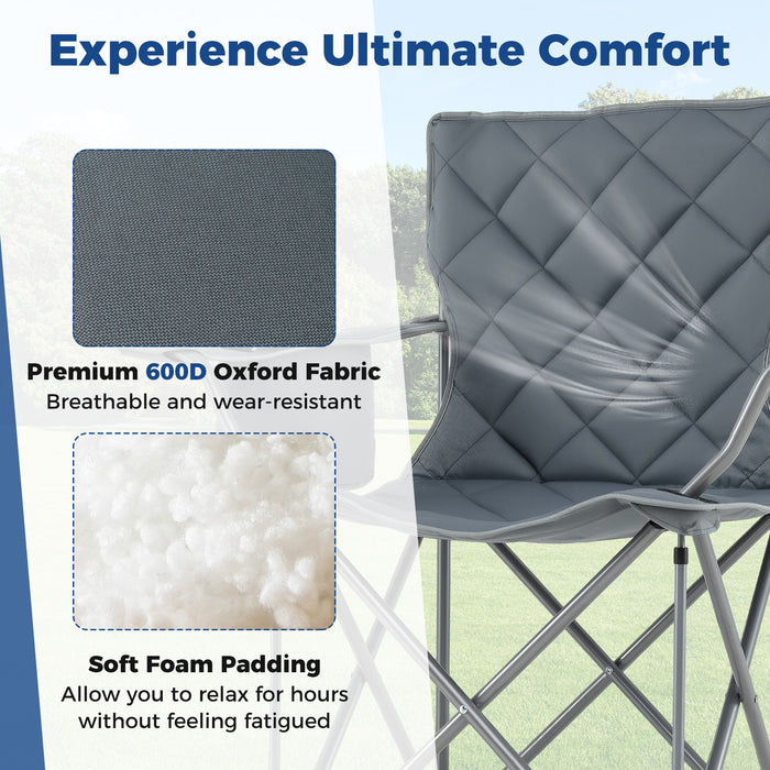 Oversized Camping Chair with Cooler Pouch and Cup Holder Set of 2-