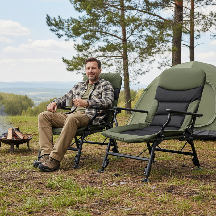 Oversized Foldable Fishing Chair for Adults Heavy Duty All-Terrain Camping Chair-