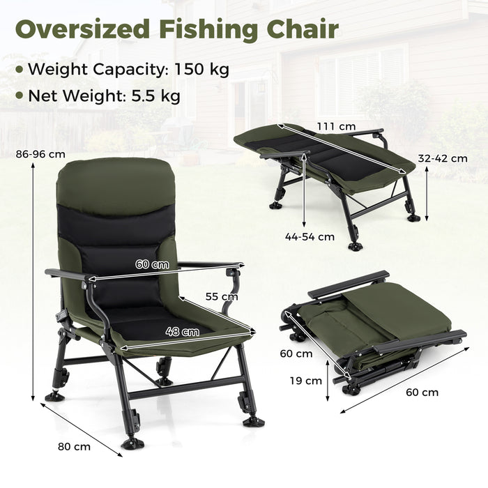 Oversized Foldable Fishing Chair for Adults Heavy Duty All-Terrain Camping Chair-