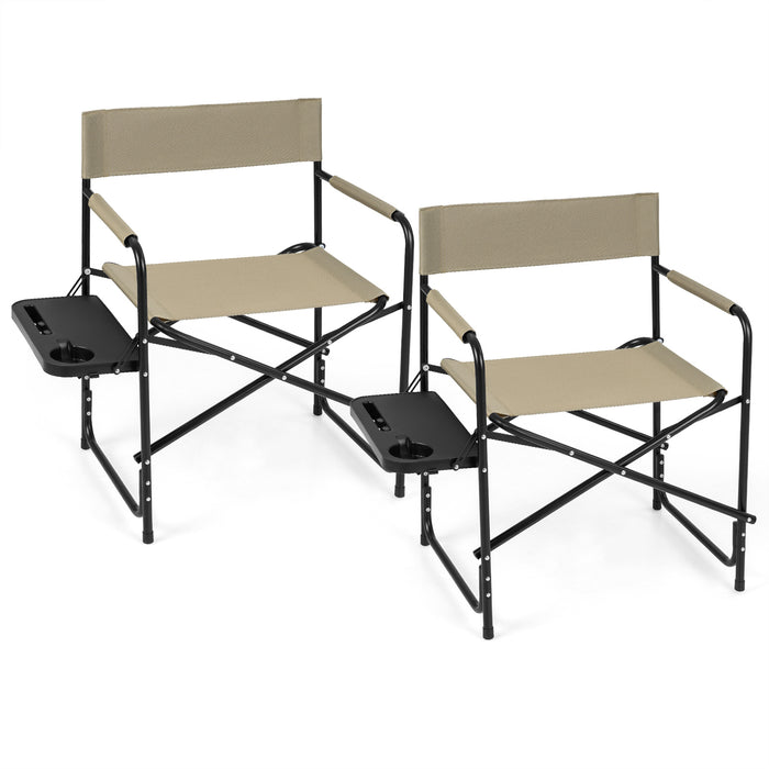 Oversized Portable Directors Chair with Side Table and Cup Holder for Adults-
