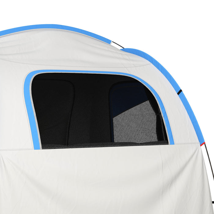 Outsunny SUV Car Tent for Camping, Waterproof PU2000mm, 5 Man Tailgate Tent, 2.4 x 2.1 m, Grey and Blue