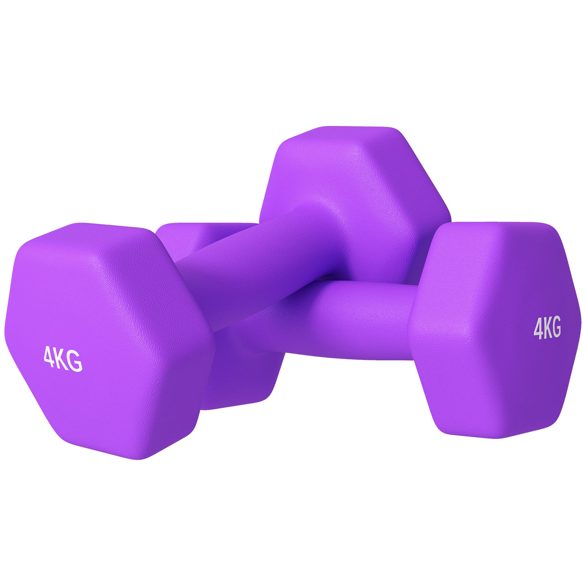 Hexagonal Dumbbells 2-Pack - 4kg Each with Non-Slip Grip, Home Gym Equipment, Purple - Ideal for Strength Training and Fitness Enthusiasts