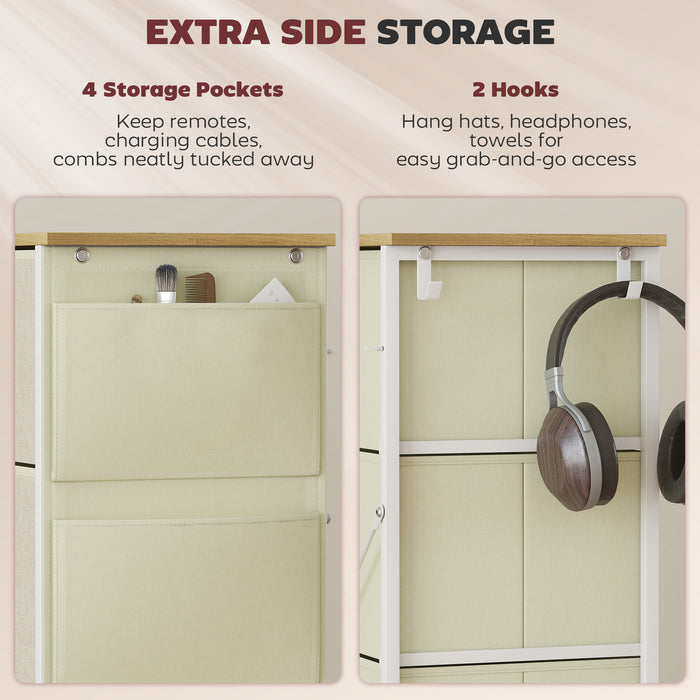 HOMCOM Chest of Four Fabric Drawers - Beige