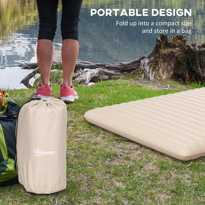 Double Size Inflatable Air Mattress - Includes Built-in Foot Pump and Convenient Carry Bag - Ideal for Camping and Guest Bed Solutions