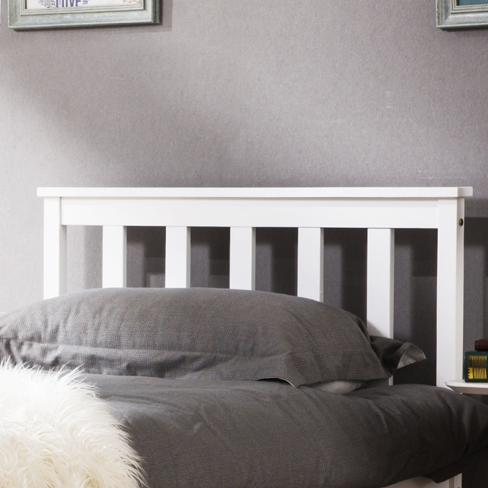 Pine Wooden Single Bed Frame with Sturdy Headboard and Footboard - 3ft, Durable Build, 190x90 cm in White Finish - Ideal for Small Bedrooms & Guest Rooms