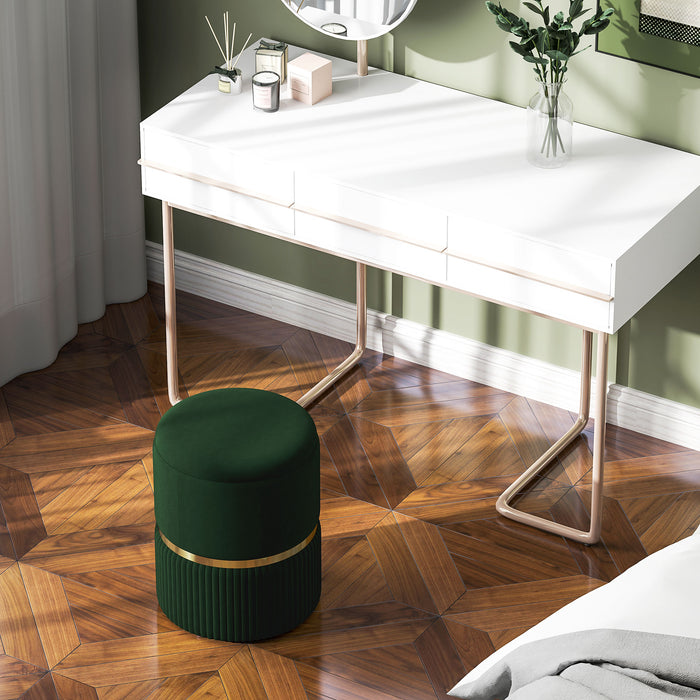 HOMCOM Velvet-Feel Storage Ottoman - Green
