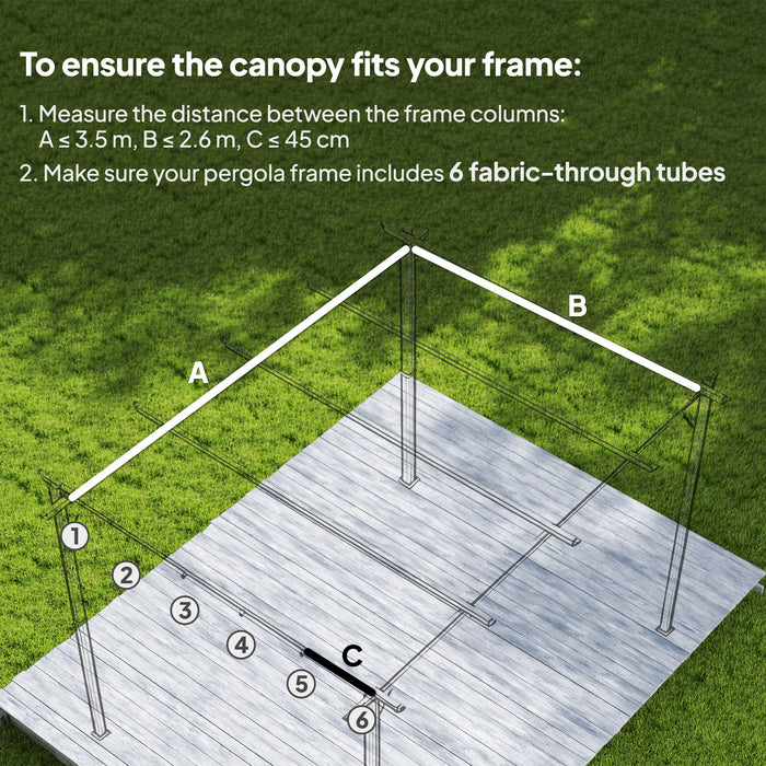 Outsunny Retractable Pergola Cover, 3.5 x 2.6 m Replacement Canopy Fabric for 4 x 3 m Frame, Roof Top Only, Brown