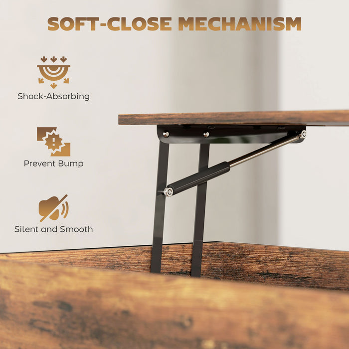 HOMCOM Lift-Top Coffee Table, with Storage - Rustic Brown
