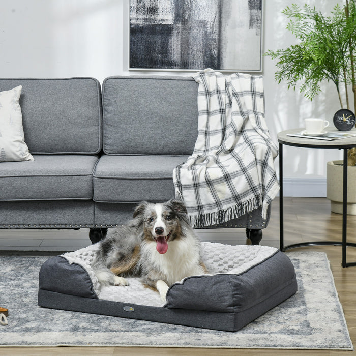 Calming Dog Bed - Medium-Sized Pet Mattress with Anti-Slip Base, Removable Charcoal Grey Cover - Ideal for Stress Relief and Comfort for Dogs