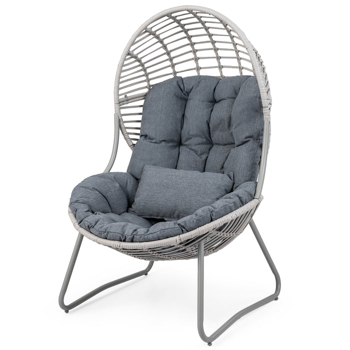 PE Wicker Egg Chair with Removable Seat and Back Cushion for Indoor Outdoor-