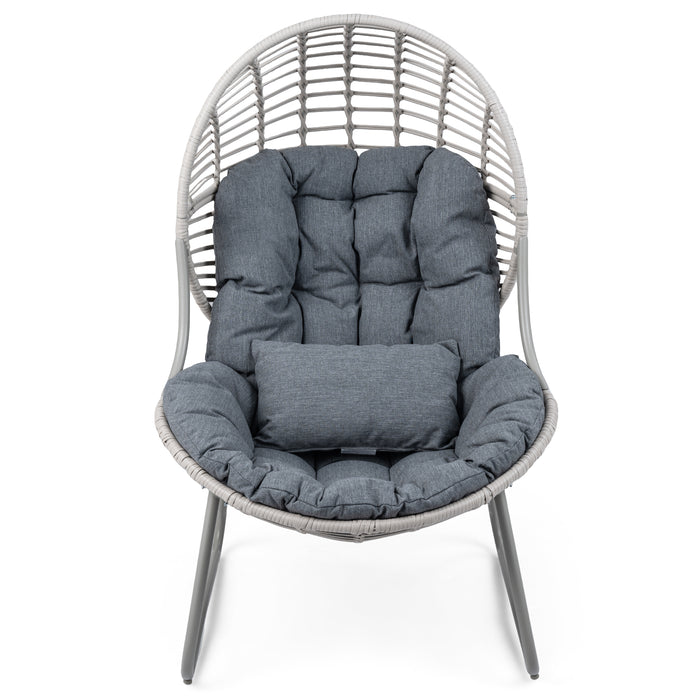 PE Wicker Egg Chair with Removable Seat and Back Cushion for Indoor Outdoor-