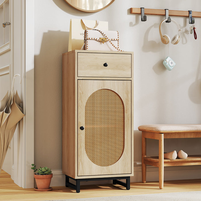 PE Rattan Storage Cabinet with Adjustable Foot Pads and Anti-toppling Kit-