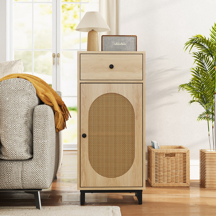 PE Rattan Storage Cabinet with Adjustable Foot Pads and Anti-toppling Kit-