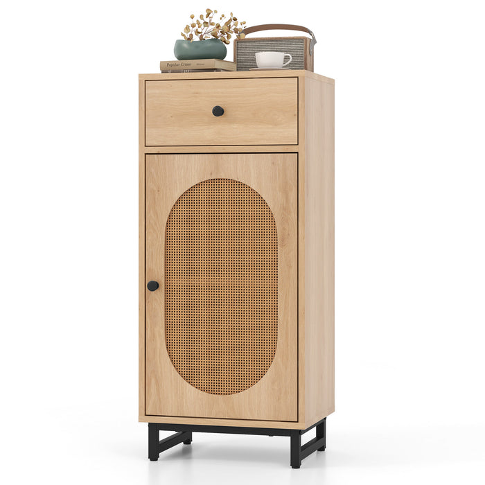 PE Rattan Storage Cabinet with Adjustable Foot Pads and Anti-toppling Kit-