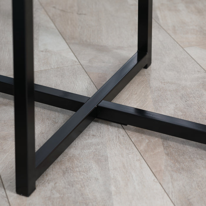 HOMCOM Set of 2 Round Side Table with Metal Legs, Modern End Table Bedside Table for Living Room, Bedroom, White | Aosom UK