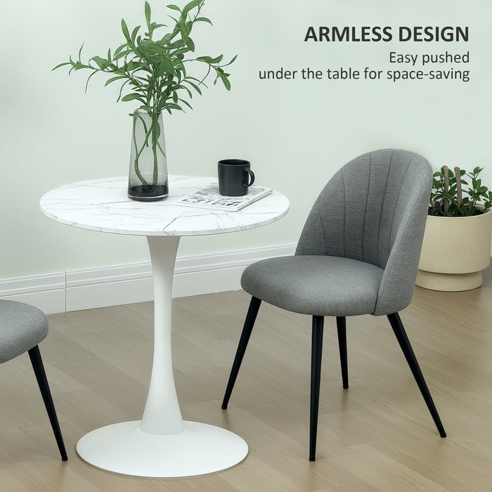 HOMCOM Velvet Dining Chairs Set of 2, Modern Upholstered Kitchen Chairs with Metal Legs, Shell Backrest and Padded Seat for Dining Room, Bedroom, Living Room, Vanity, Grey