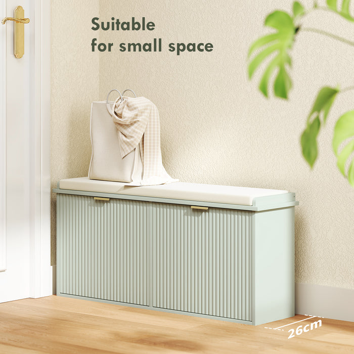 HOMCOM Elegant Ten Shoe Bench, with Top Seat - Green