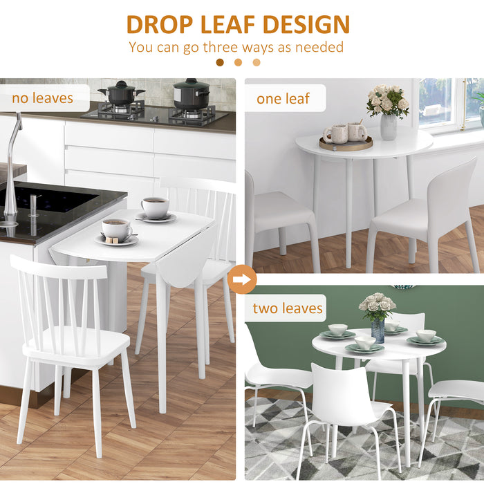 Round Drop-Leaf Folding Dining Table - Space-Saving Design with Sturdy Wooden Legs for Small Kitchens - Ideal for Dining Room and Apartments
