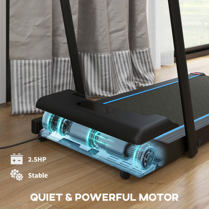 2.5HP Walking Pad Treadmill - Folding Design with Remote Control & LED Display, 1-6km/h Speed Range - Ideal for Home Gym & Office Workouts, Sleek Blue Color