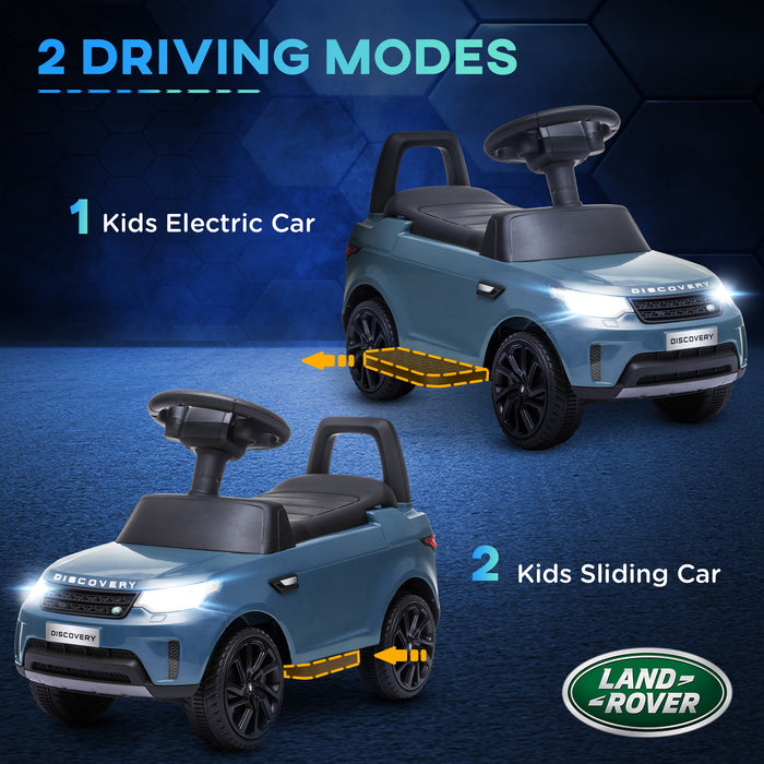 AIYAPLAY 2 in 1 Land Rover Licensed 6V Kids Electric Ride On Car Sliding Car w/ Headlights Music, for 18-60 Months Light Blue | Aosom UK