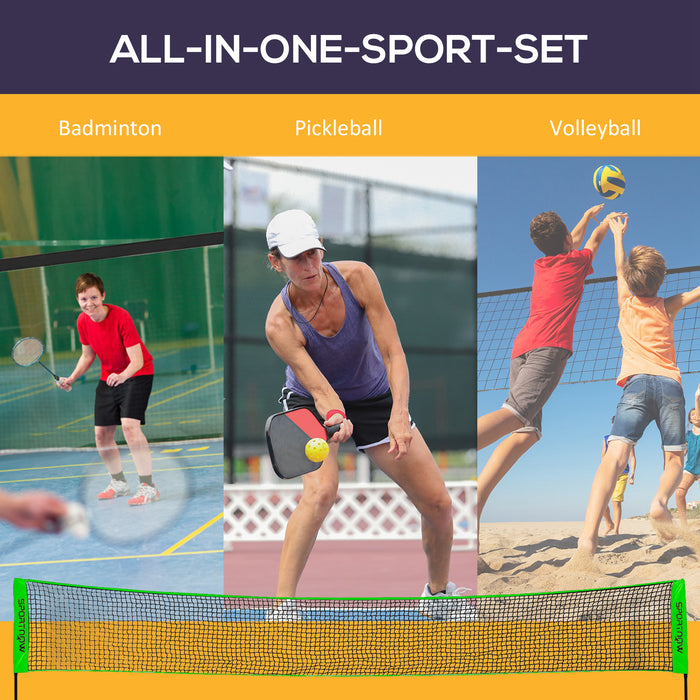 SPORTNOW Portable Badminton Set, Multi-Sports Badminton Net for Pickleball Volleyball with 3 Shuttlecocks, 4 Rackets, for Indoor Outdoor, Garden, Beach | Aosom UK