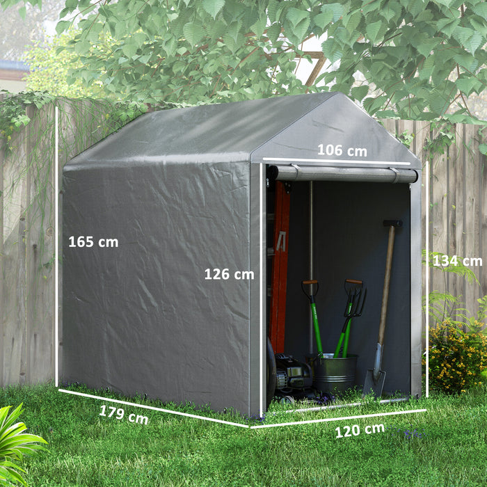Outsunny 179 x 120cm Temporary Garden Shed, with Accessories - Light Grey
