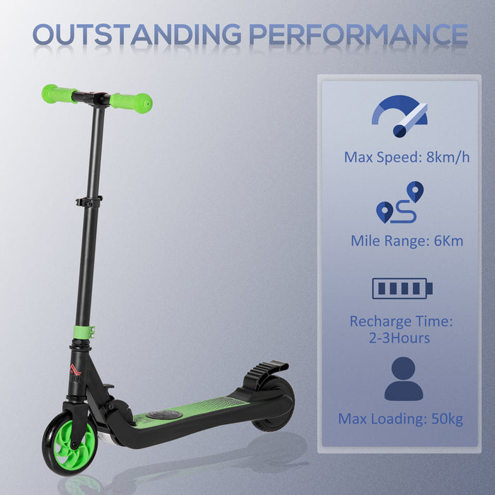 HOMCOM Folding Electric Scooter Adult E Scooter, 120W, with Rear Wheel Brake, 8km/h Maximum Speed, for Ages 6+ Years Old, Green | Aosom UK