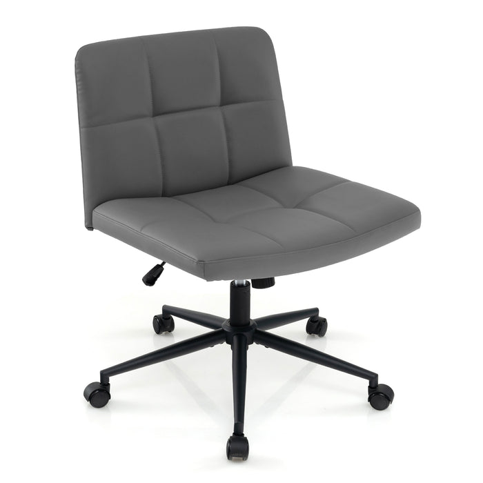 PU Leather Upholstered Cross-legged Office Chair with Wheels-