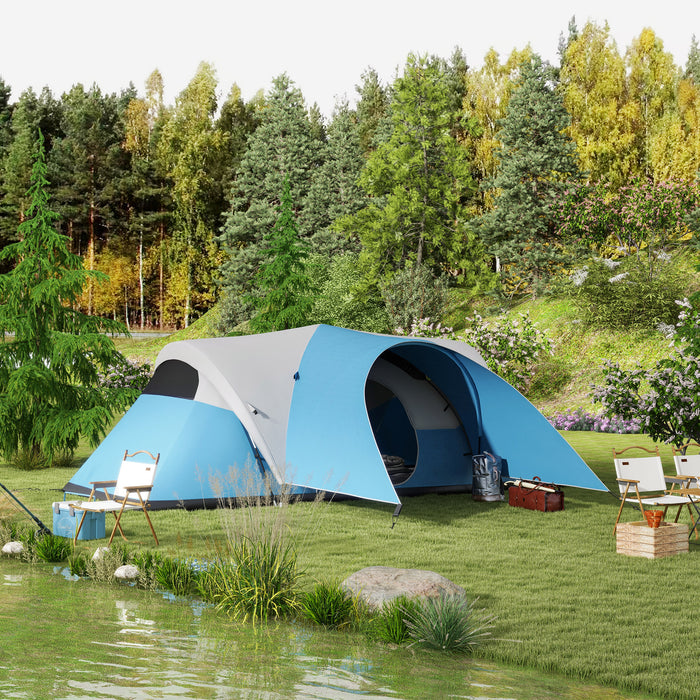 Family Camping Retreat - 3000mm Waterproof Tent for 5-6 People with Porch and Sewn-In Groundsheet - Ideal Portable Shelter with Carry Bag for Group Outings in Blue
