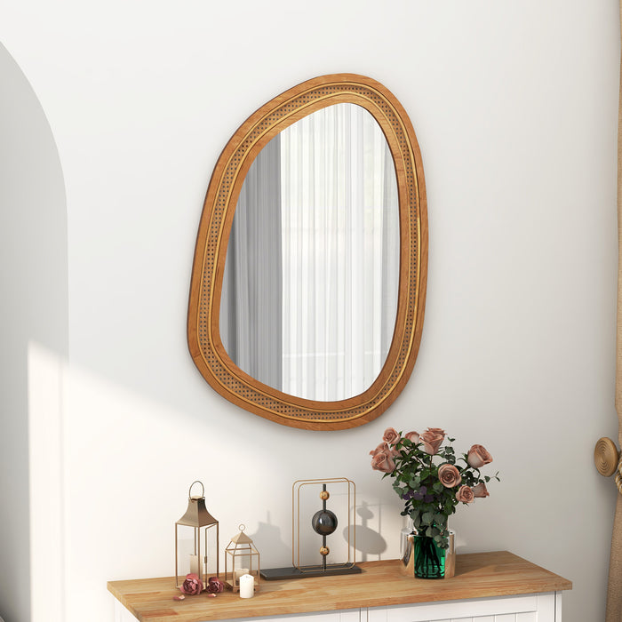 Irregular PVC Rattan Wall Mirror Boho Style Decorative Mirror-