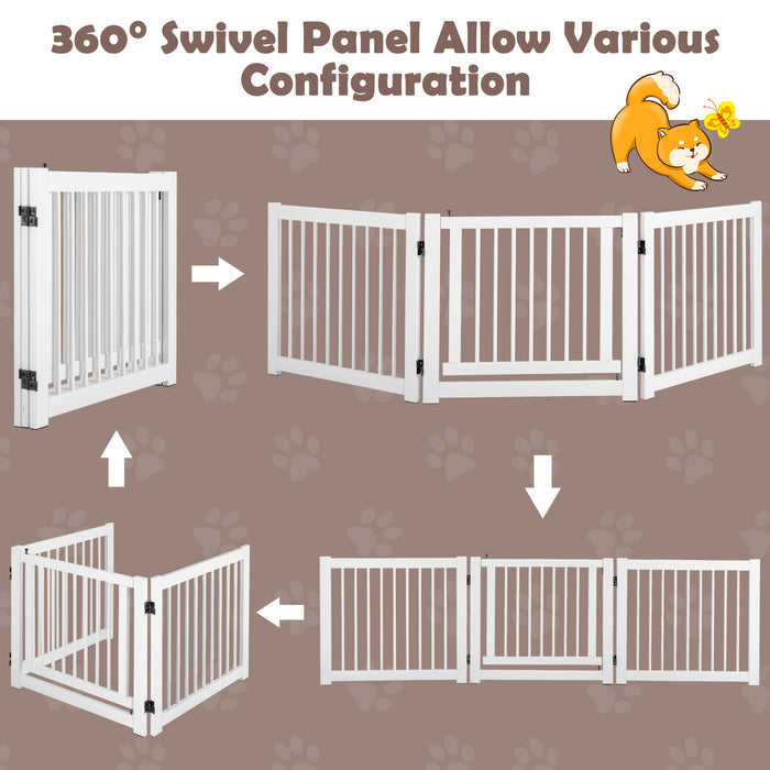 Foldable Freestanding Pet Gate - Lockable Door Feature, Ideal for Doorways and Stairs - Perfect Solution for Pet Safety and Containment