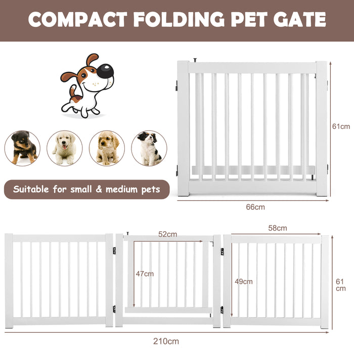 Foldable Freestanding Pet Gate - Lockable Door Feature, Ideal for Doorways and Stairs - Perfect Solution for Pet Safety and Containment