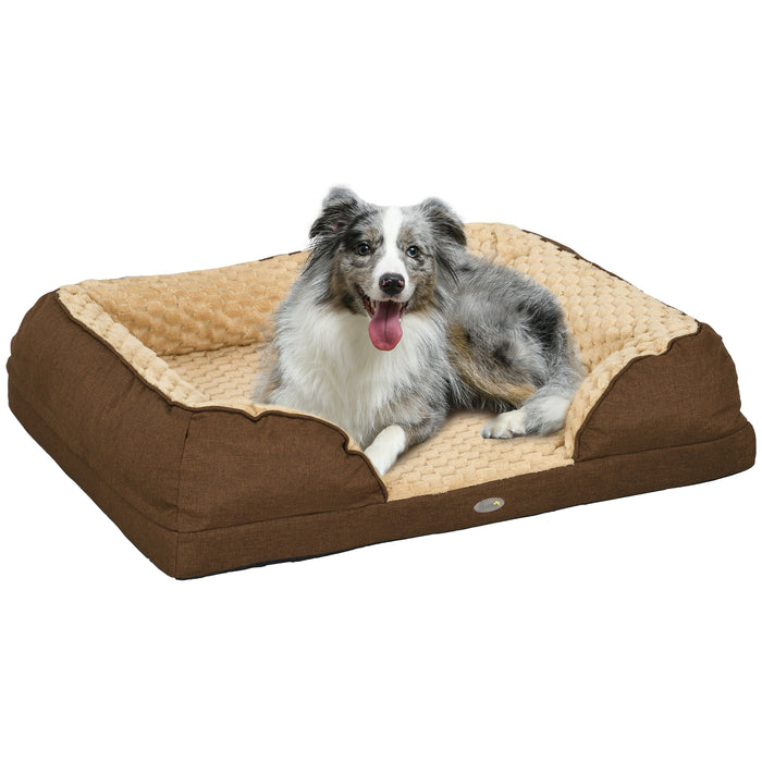 Calming Plush Dog Bed - Anti-Slip, Removable Cover Pet Mattress for Medium Dogs, 90x69x21cm - Comfort Solution for Restless Pets in Brown