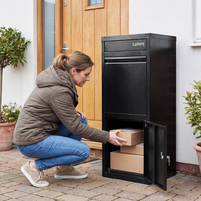 Package Delivery Box for Outside Large Galvanized Steel Parcel Mailbox with Anti-Theft Design-