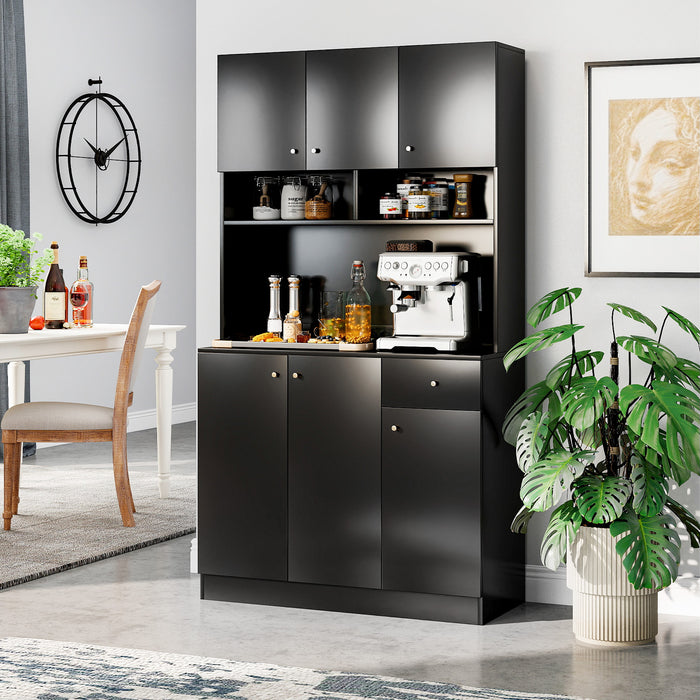 180cm Tall Pantry Cabinet with Outlets and Anti-Tipping Kits-