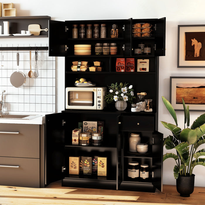180cm Tall Pantry Cabinet with Outlets and Anti-Tipping Kits-